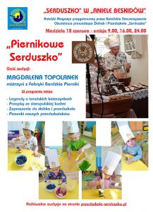Plakat o audycji - Piernikowe Serduszko - legendy o Toruńskich piernikach i kuchni staropolskiej